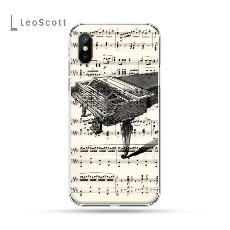 

Music Violin dance piano retro papaer Phone Case for iPhone 11 12 mini pro XS MAX 8 7 6 6S Plus X 5S SE 2020 XR
