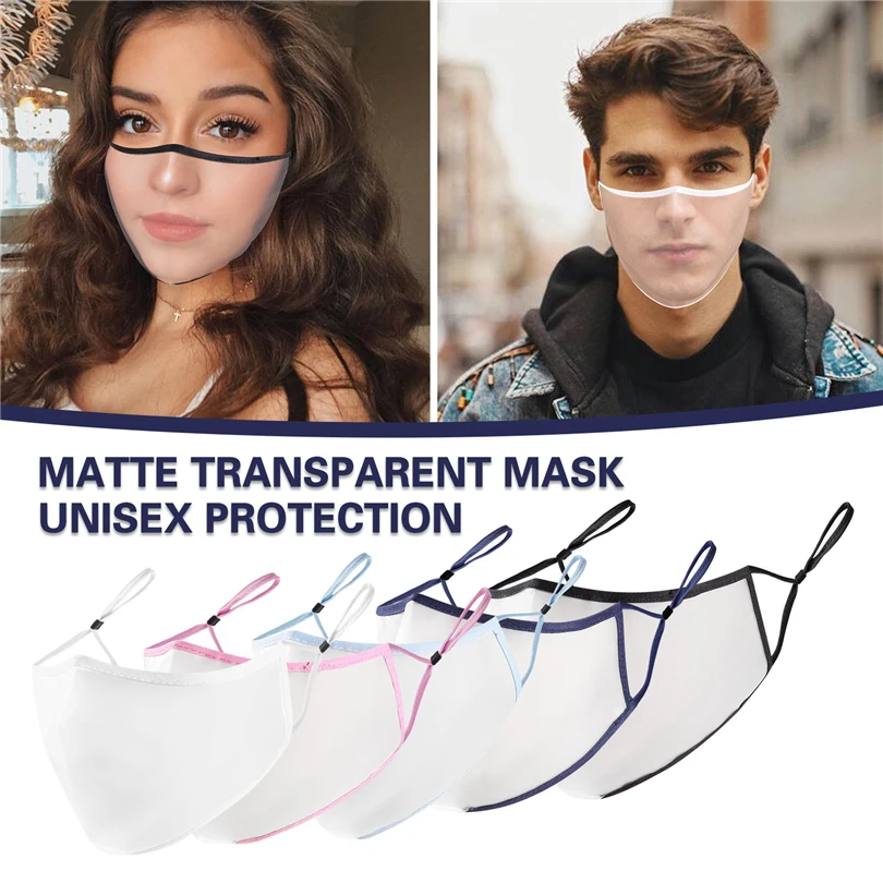 

Adult unisex Lip Language Scrub Transparent Mask Three-Dimensional Breathable For Protection Face Mask Earloop Masks Masque 2021