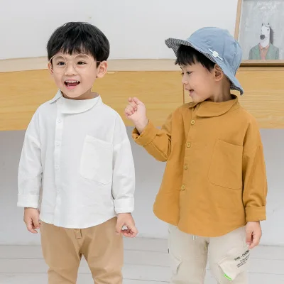 

Baby Boys Shirt 2020 Autumn New Toddler Boyssolid Long Sleeve Tee Shirts Children's Clothing Baby Boys Casual Blouse Top Tees