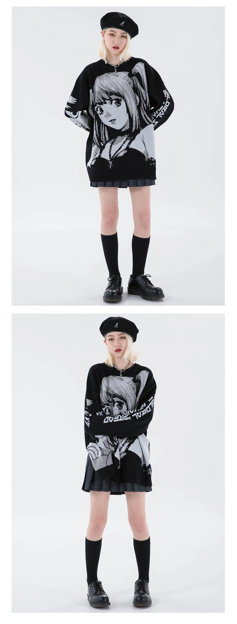 

Knitted Harajuku Winter Clothes Women 2020 Oversized Sweaters Long Sleeve Top Gothic Fashion Japanese Kawaii Cartoon Streetwear