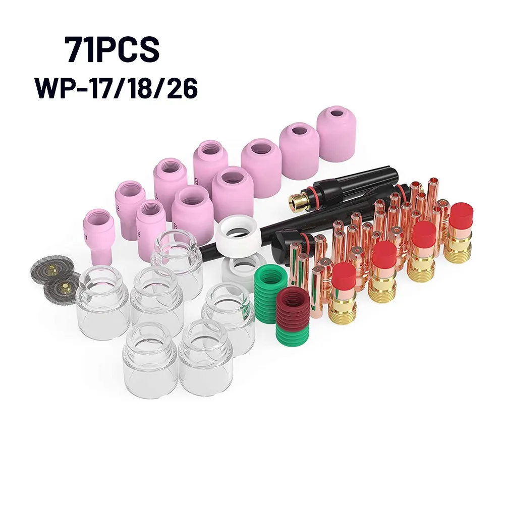 

71 Pcs TIG Welding Torch Stubby Gas Lens #12 Pyrex Glass Cup Kit For WP-17/18/26 Welding Soldering Equipment Accessories