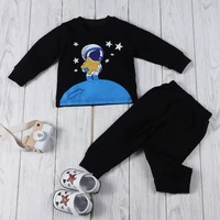 new baby boy clothes set 2 pcs set astronaut landing on the moon long sleeve sweater topstrousers cool sport kids clothes 0 18m