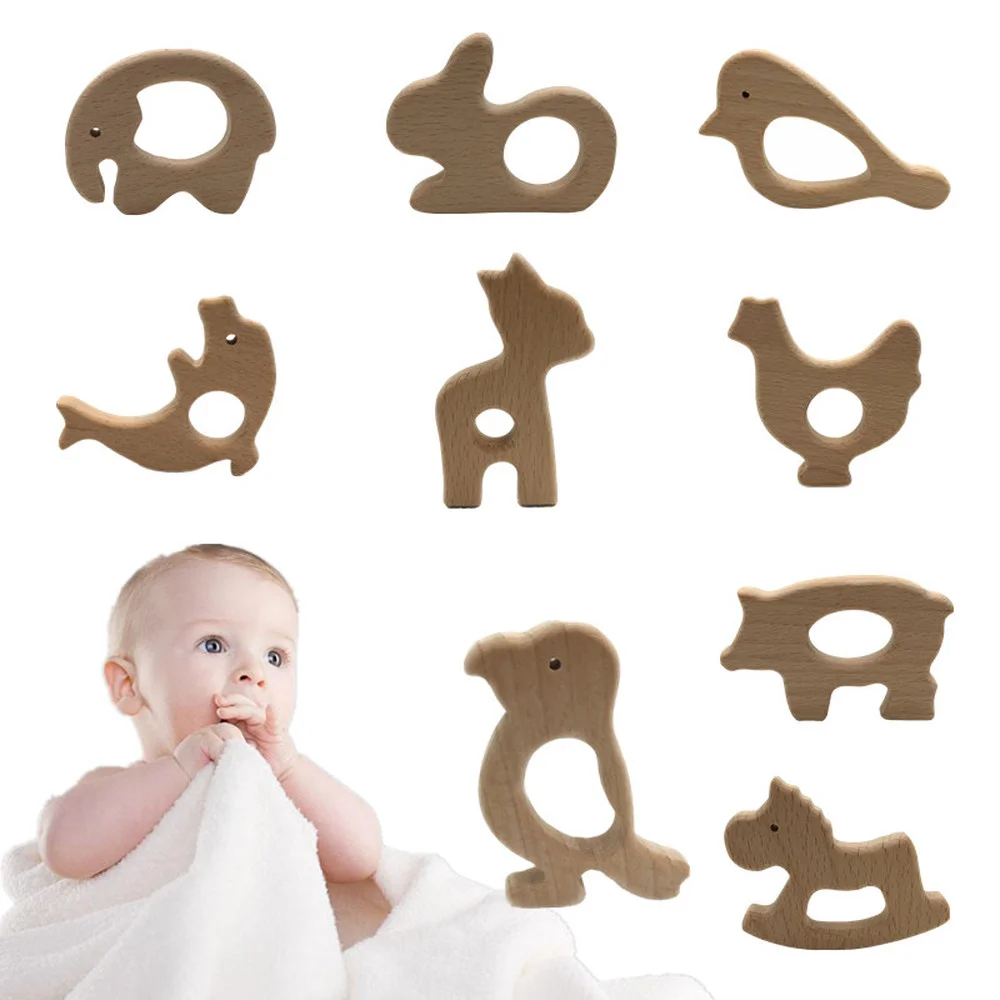 Mordedor de madera para beb&eacute;, cuentas de dentici&oacute;n de madera Natural, accesorios de juguetes, forma de seguridad, cuidado del beb&eacute;, 1 ud.-5