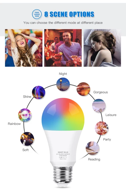 WiFi Smart Home LED Bulb RGB CW E27 LED Lamp Voice Control Color Changes Dimmable Work With Amazon Alexa Google Tuya Smart Life cheap Loginovo CN(Origin) ROHS 2700K~6500K Tuya Wifi Led Bulb 2835 Bedroom AC85-265V 500 - 999 Lumens Globe 50000h 125mm LED Bulbs WiFi Smart Home LED Bulb RGB CW E27 LED Lamp Voice Control Color Changes Dimmable Work With Amazon Alexa Google Tuya Smart Life cheap Loginovo CN(Origin) ROHS 2700K~6500K Tuya Wifi Led Bulb 2835 Bedroom AC85-265V 500 - 999 Lumens Globe 50000h 125mm LED Bulbs
