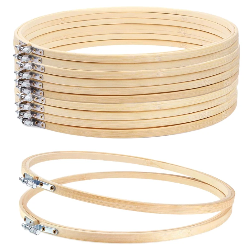 12 шт дюймов Вышивка Обручи деревянные круглые регулируемые бамбуковые кольца