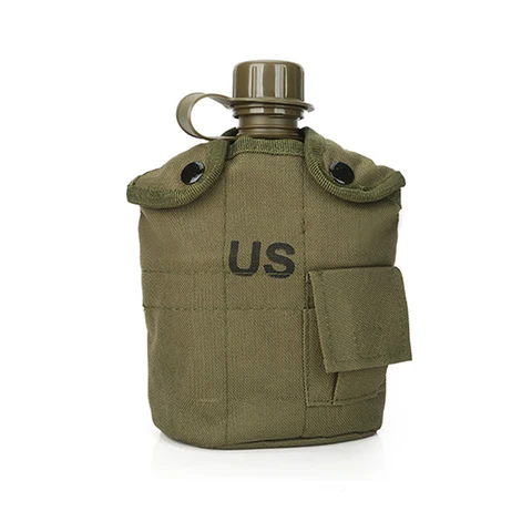 Военная Тактическая бутылка для воды, 1 л, армейская фляга, чайник с чехлом, Набор чашек для кемпинга, пешего туризма, пешего туризма, выживания