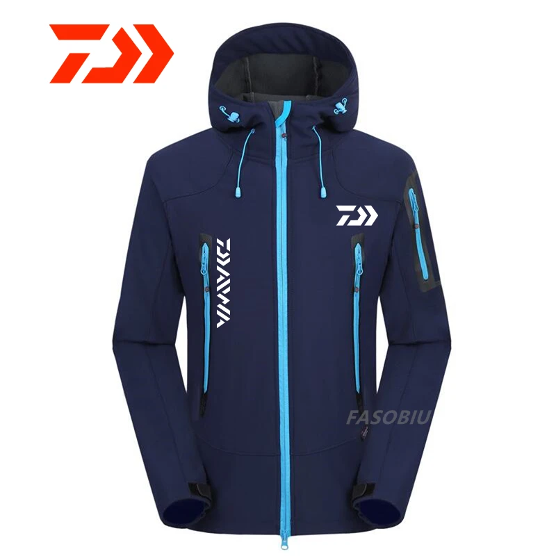 

Daiwa Men Fishing Jackets Outdoor Waterproof Fleece Warm Climbing Fishing Clothing Hooded Soft Shell Fishing Clothes Jackets