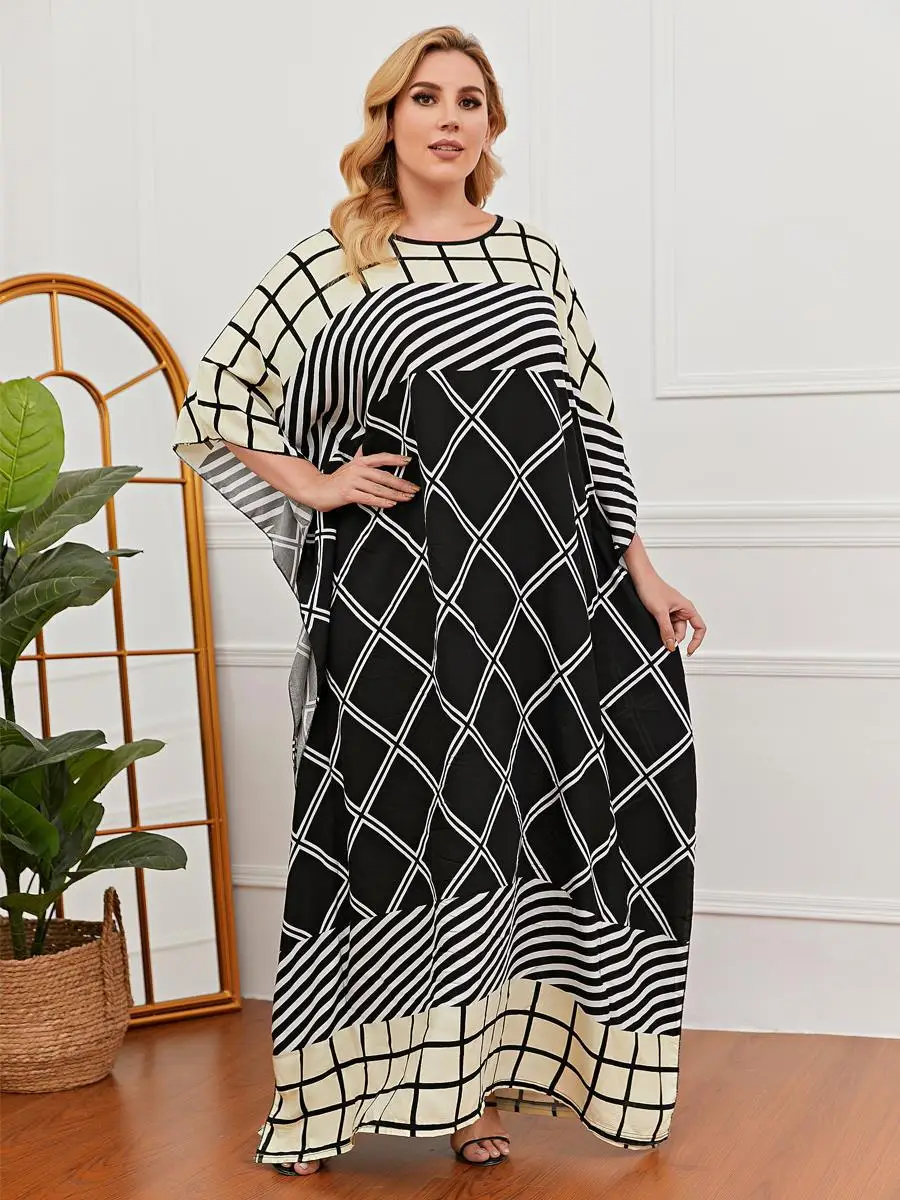 

African Dresses for Women Plus Size Boubou Ankara Dashiki Stripe Print Long Dress African Clothes Women American Clothing