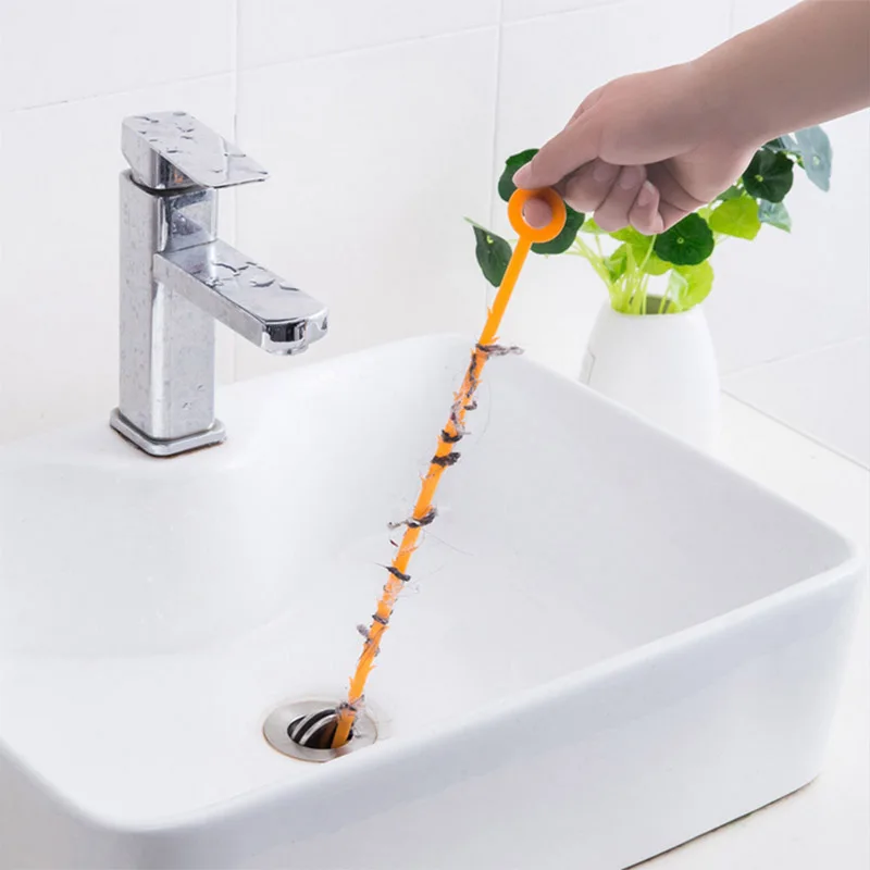 

2021 Hot Kitchen Sink Cleaning Hook Sewer Dredging Spring Pipe Hair Dredging Bathroom Accessories Sink Cleaning Tool With 47.5CM