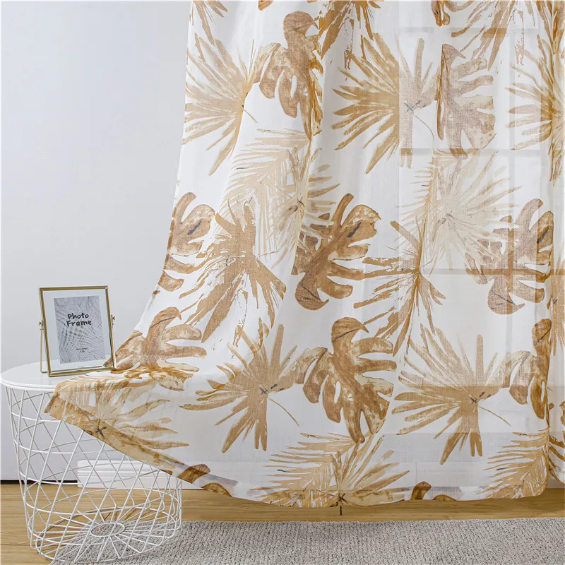 Тюль с зелеными листьями YokiSTG вуаль занавески для гостиной спальни сплошные