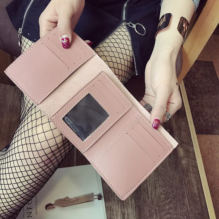 Короткий кошелек корейский матовый женский короткий много отделений для карт