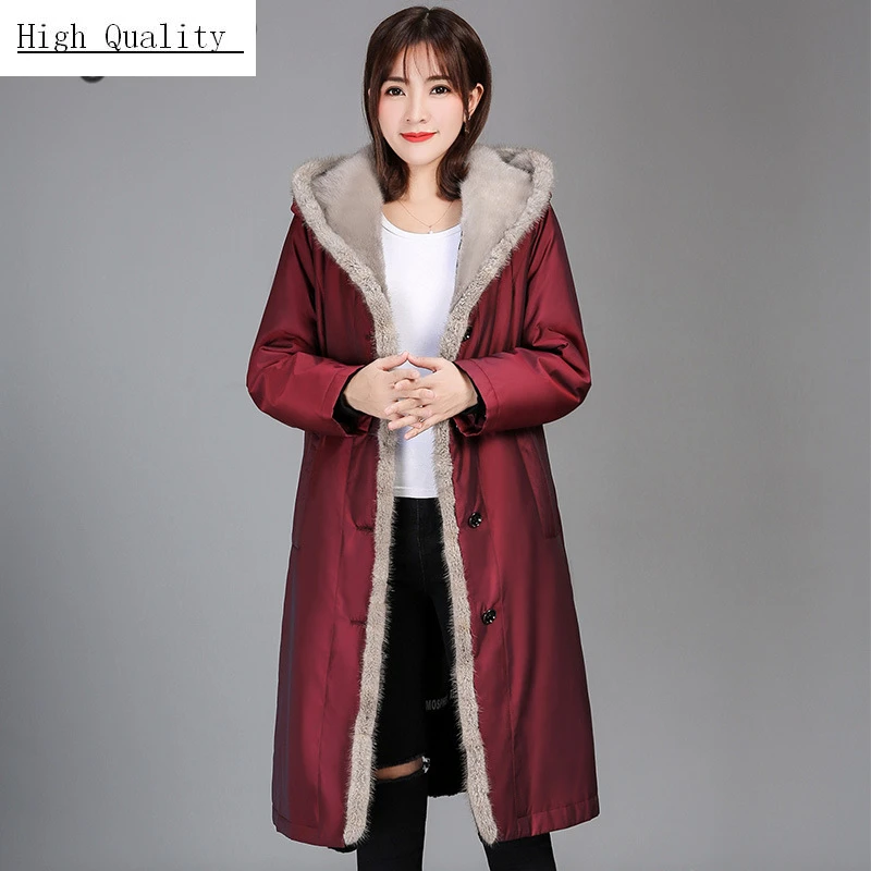 Настоящая подкладка из кроличьего меха Рекс парка толстое теплое зимнее пальто