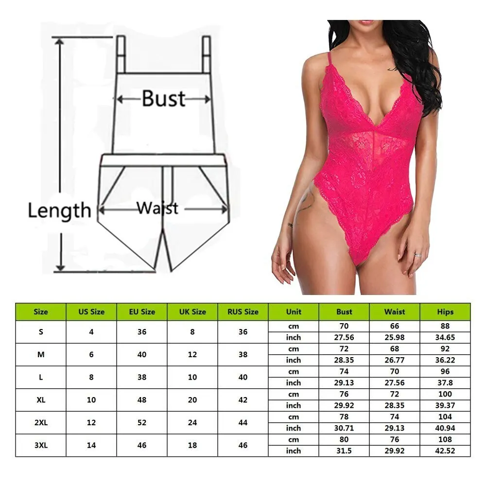 

New Fashion 2020 Rose Red Women Sexy Lingerie Lace Catsuit Fashion Female Underwear Bodysuit Nightwear Body Sexy Hot Erotic