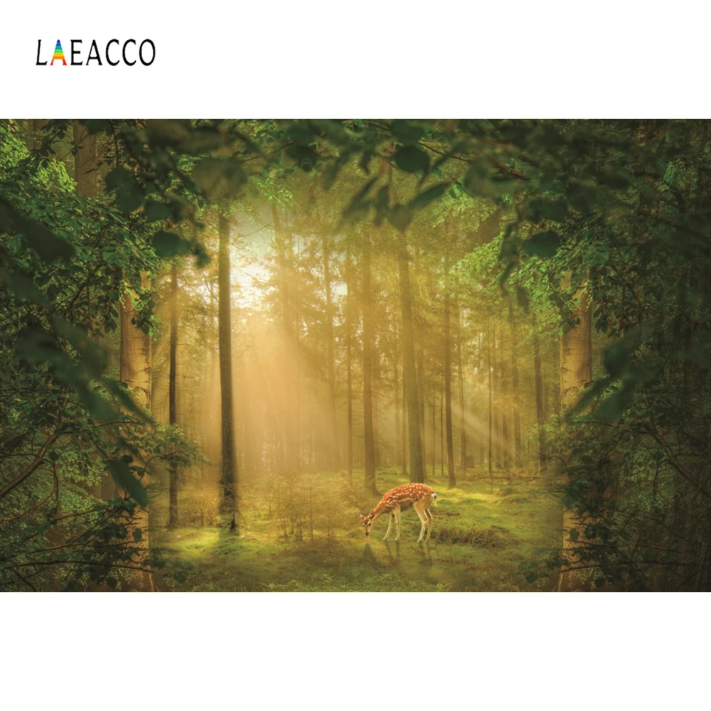 Laeacco джунгли животные Сияющие арочные деревья оставляют ребенка естественный