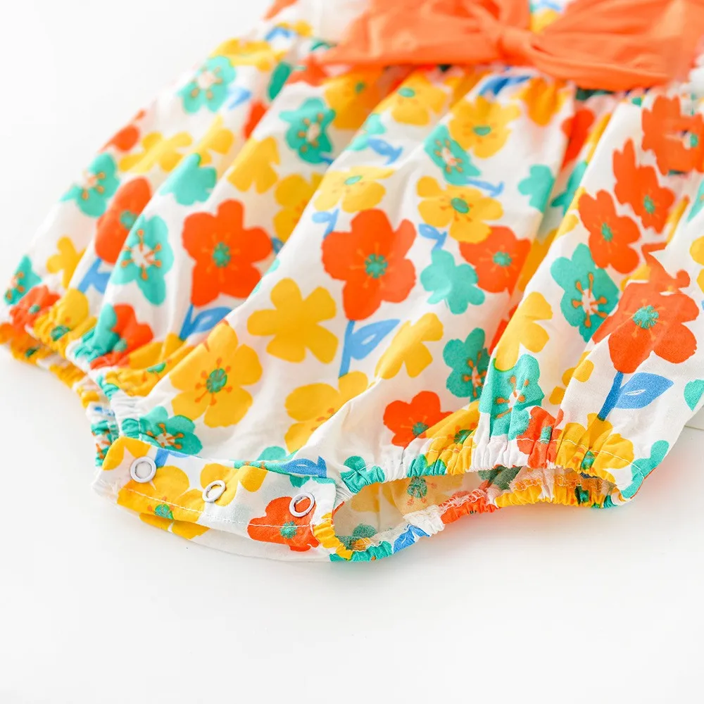 

Brand Baby Suit 2021 Summer New Jumpsuit Girl Baby Seaside Holiday Bow Sleeveless Bag Fart Coat Hat Two Piece Set