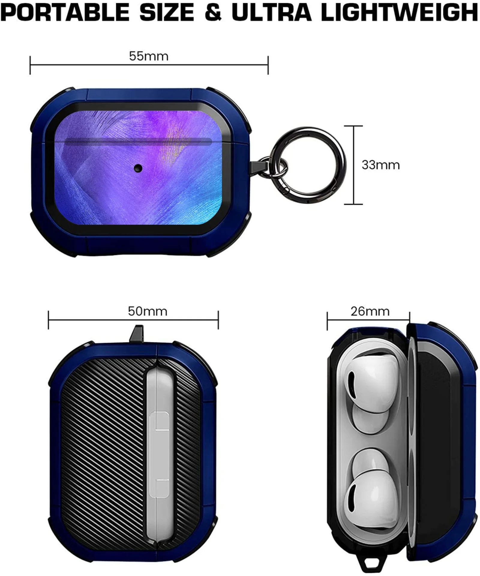 

Designed for Apple AirPods Pro Wireless Charging Case,Shock Protective AirPod Pro Cases Accessories with Metal Keychain