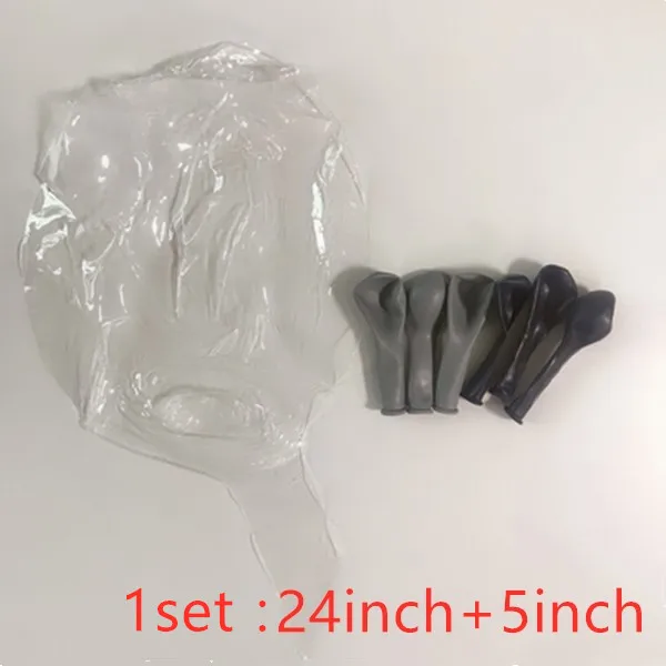 as picture 20pcs 5/10/12inch gray ink blue matte macaron 24 inch transparent BoBo balloon wedding decoration birthday party supplies - Цвет: as picture