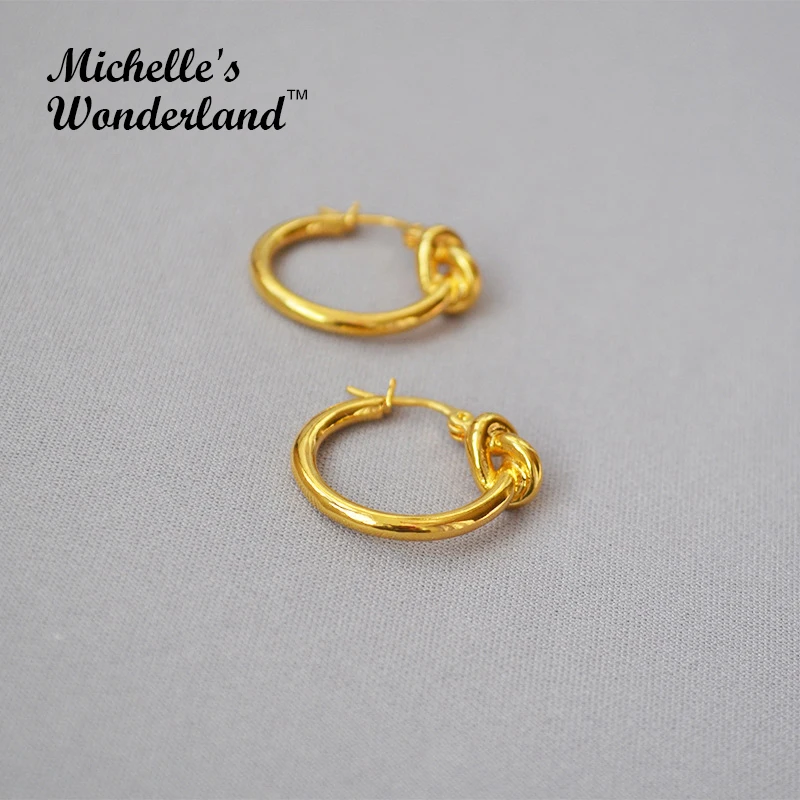 Серьги кольца с узлом золотого/серебряного цвета минимализм Высокое качество