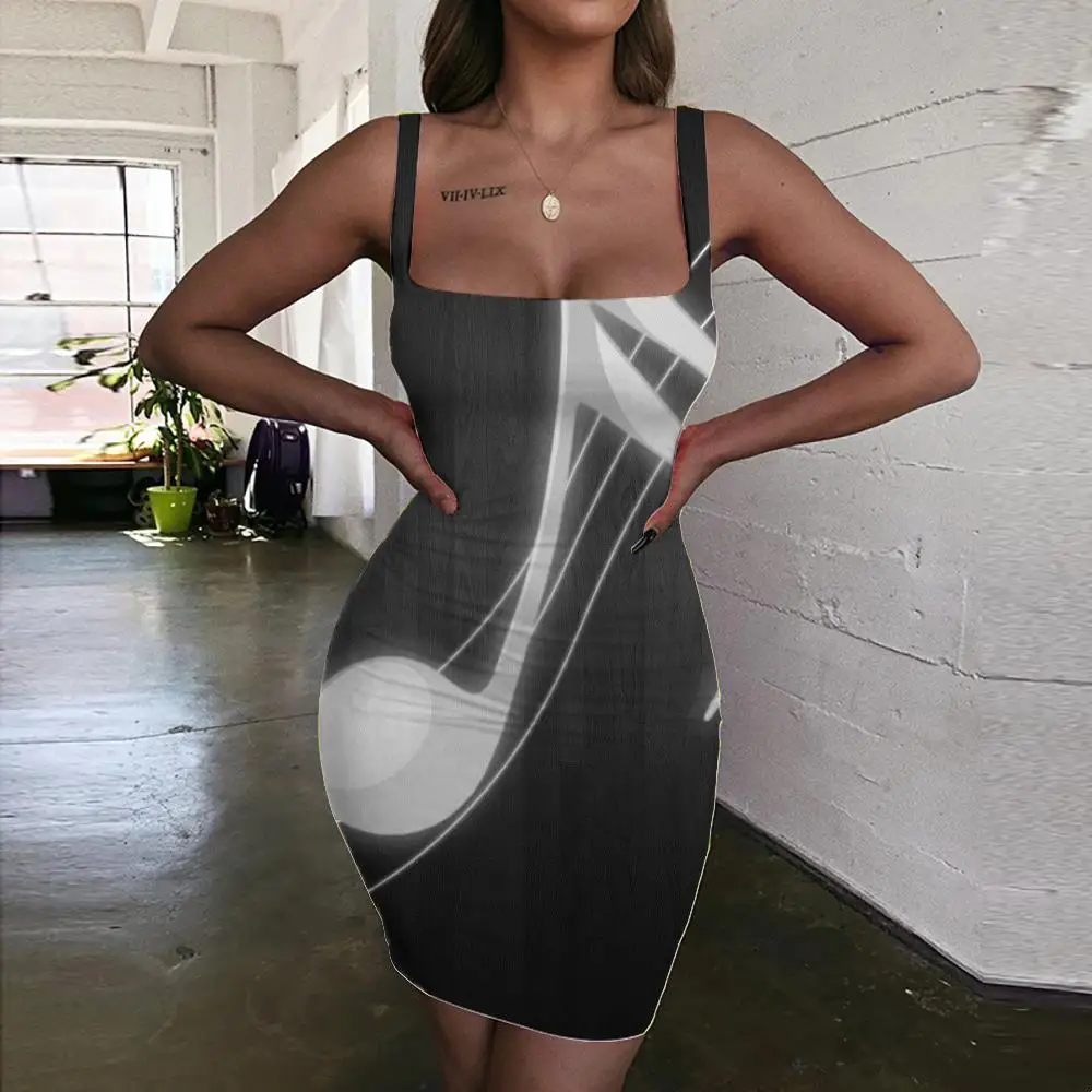 

Giyu Brand Music Dress Women Retro Sundress Note Bodycon Dress Party Vestido Sexy Womens Clothing Plus Size Beach Korean Style
