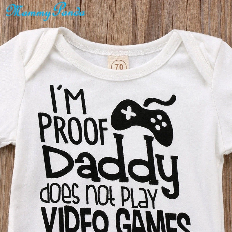 Забавная одежда для малышей Детский комбинезон с надписью Daddy Play game