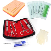 17 in 1 medical skin surgical suture training kit operate suture practice training silicone pad needle scissors tool kit
