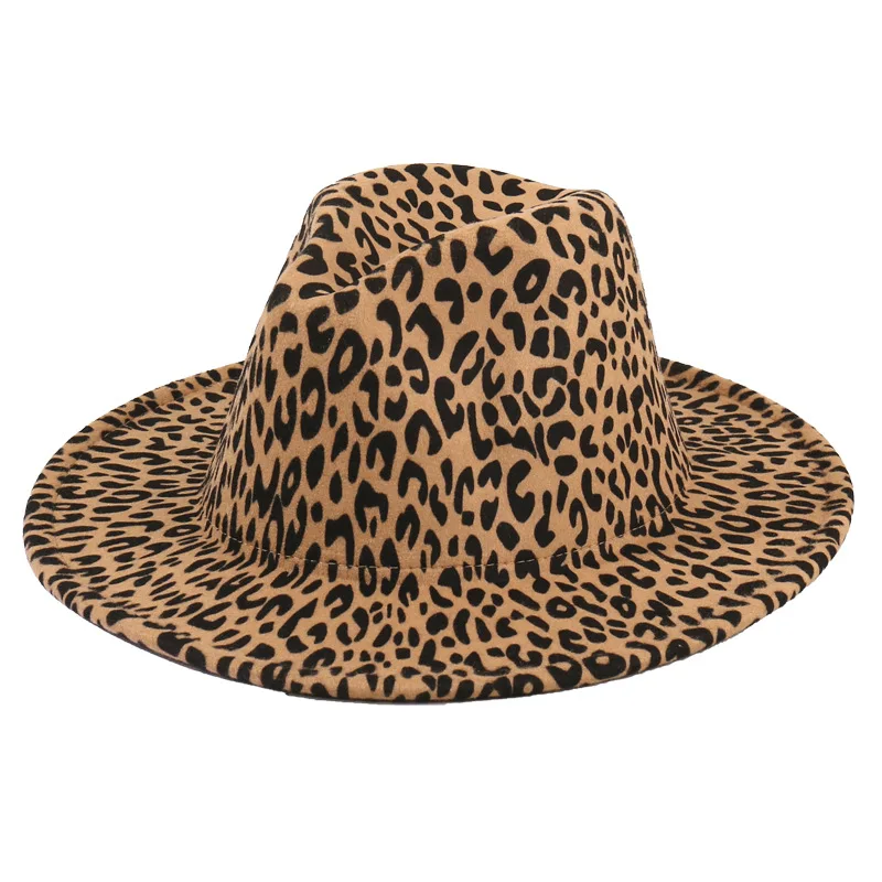 

Women Felt Fedora Hats Jazz Cap Women Fall Winter Outdoor Warm Leopard Print Sunscreen Sunbonnet Hat Fashion Retro Panama Caps