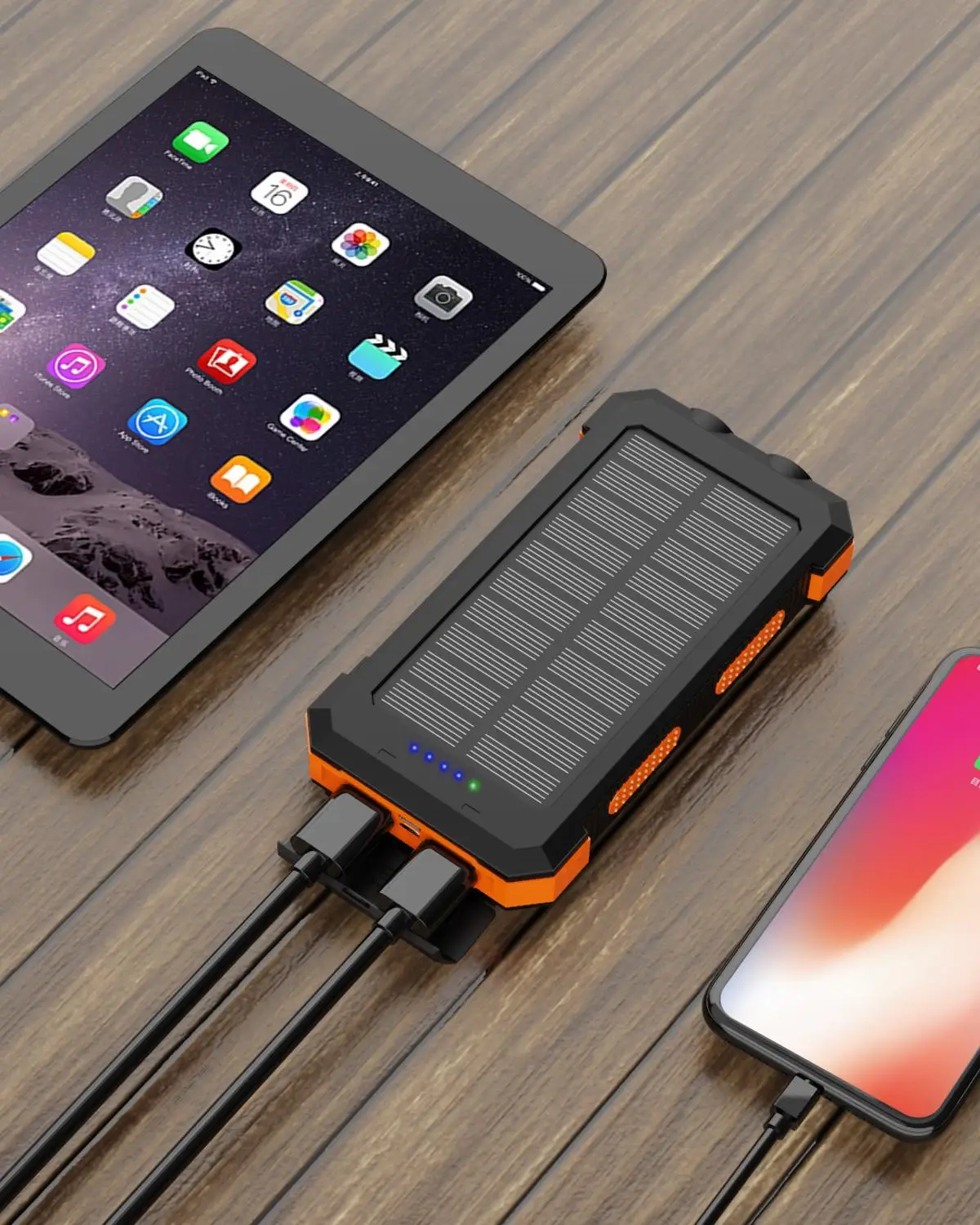 X-DRAGON Waterproof 24000mAh Solar Power Bank Портативный внешний аккумулятор с компасом для