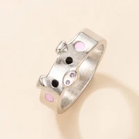 fashion cute pink enamel pig ring popular lucky pig animal couple ring ladies mens jewelry valentines day gift