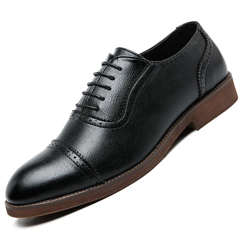

Men Brogue Dress Shoes Designer Business Office Lace-Up Loafers Casual Driving Shoes Men's Flat Party Genuine Leather Shoes