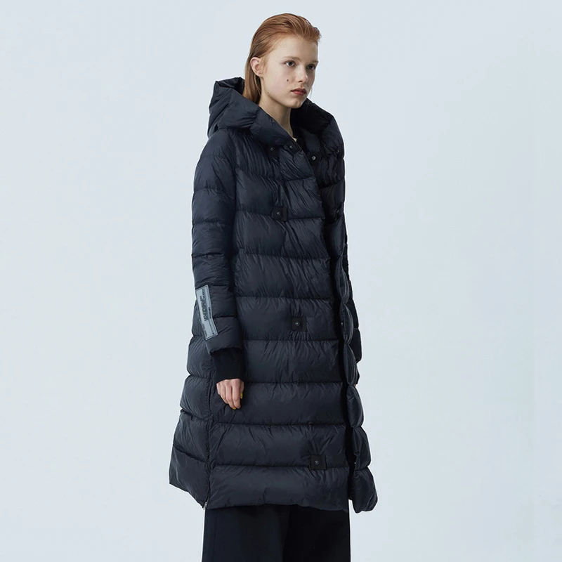 Luxury 2020 Winter Women's Down Jacket Solid Long Puffer Coat Warm Hooded Female White Duck Loose Feather Snow Outwear | Женская