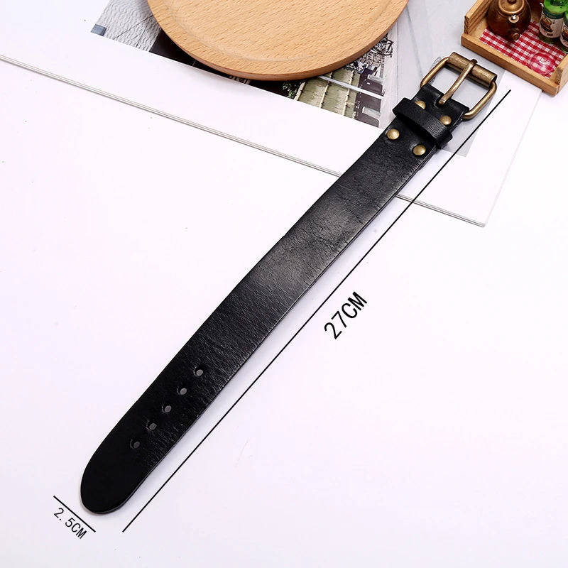 Браслет женский мужской черный из натуральной кожи в готическом стиле |