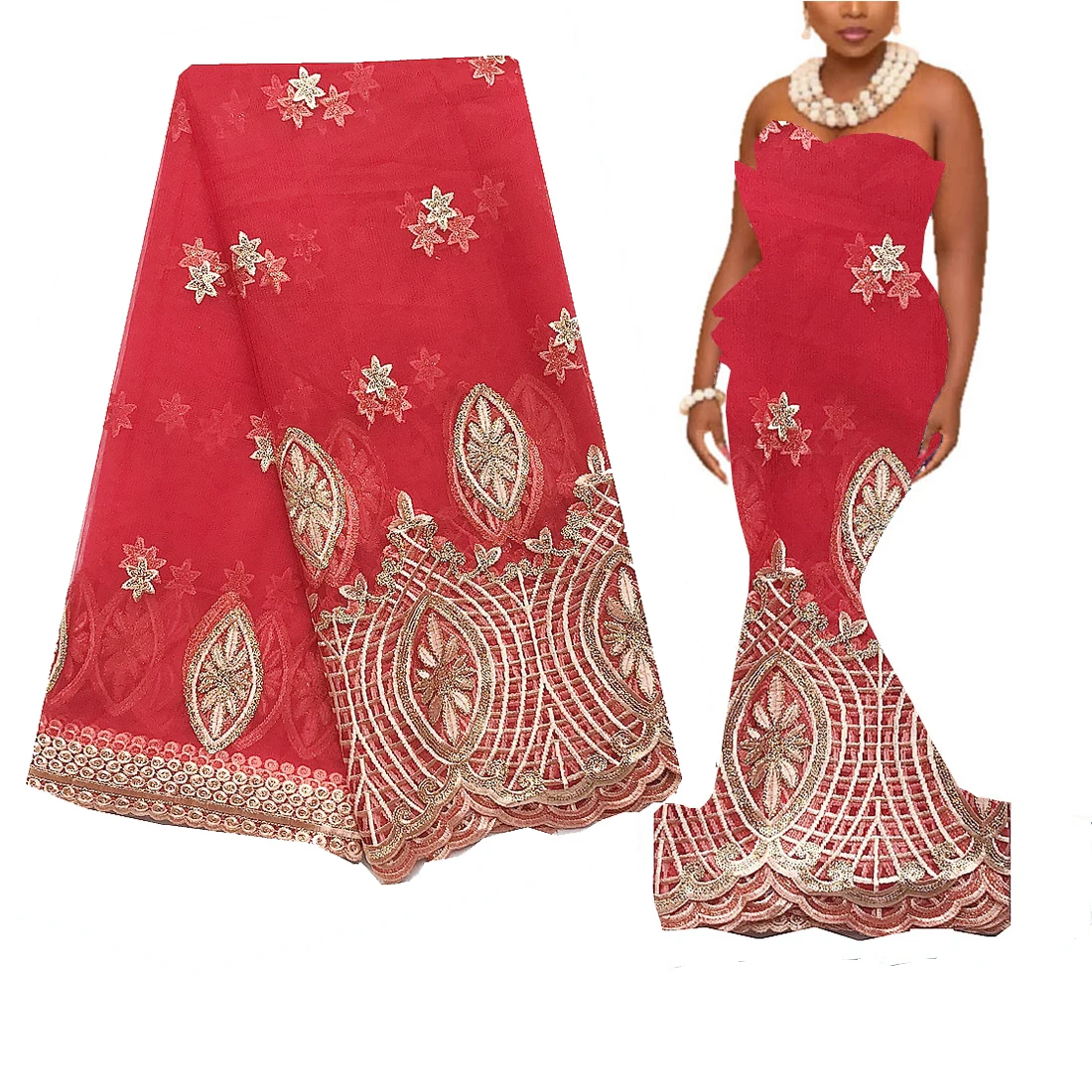 

Блестки, вышивка бисером, тюль, кружевная ткань, красное качество, нигерийские кружева, сетчатые материалы, Черная кружевная ткань, 5 ярдов д...