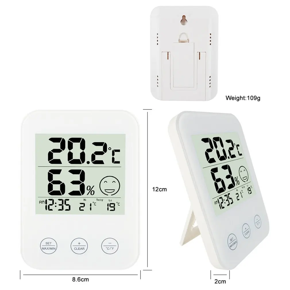 

Temperature and Humidity Meter Touch Temperature And Humidity Meter Multi-Color Optional Leisure Simple With Time