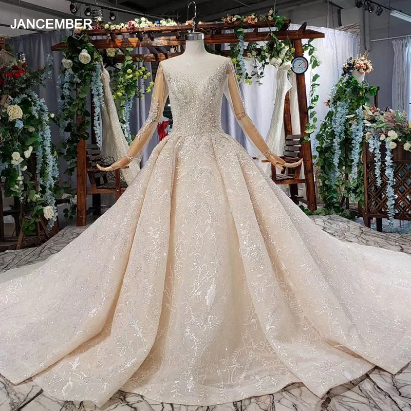 HTL637 платье для свадьбы 2020 с длинным рукавом невесты отделкой бисером и