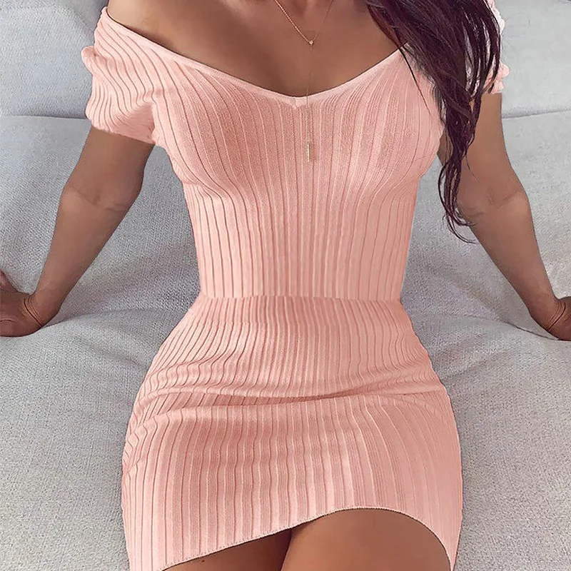 Сексуальное платье с v образным вырезом стройнящее мини женское модное 2020 новые