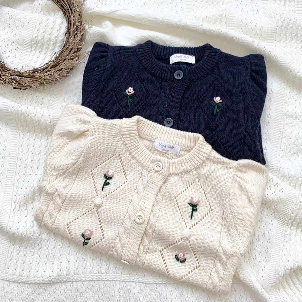 

Children's Sweater 2021 Autumn and Winter New Girls' Embroidered Sweater Girl Cardigan