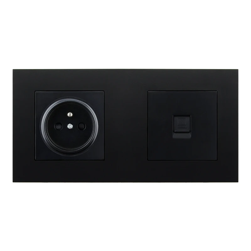 1Socket Rj45 Outlet Atlectric FR Стандартный разъем пластиковый блок розеток RJ45 розетка компьютерный порт данных розетка двойной RJ45 с тв двойной выход розетки - Тип: 1Socket Rj45 Outlet