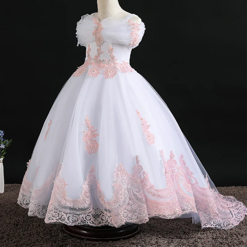 Flower Girls Pageant Dress Kids Wedding Dresses For Girl Vestidos 2020 Children Lace White Princess Robe Kid Party Evening Gown | Детская