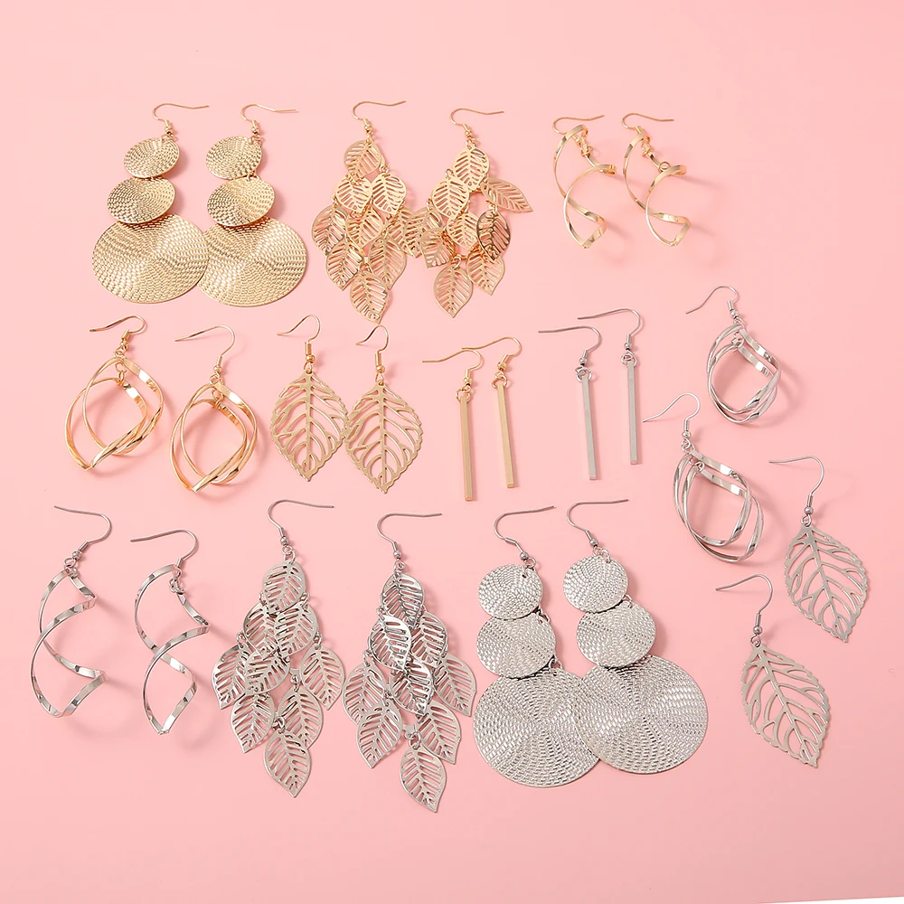 2020 Trend Leaves Drop Earrings Fashion Golden Silver Color Unusual Dangle Geometry for Women New Year Wedding Gifts |