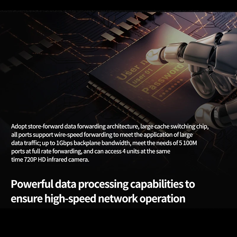 Сетевой коммутатор JSMAX F1109TP-8-102W IPCOM 9 х10/100 Мбит/с RJ45 порт POE полнодуплексный