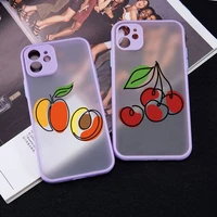 fruit simple line lump phone case purple color matte transparent for iphone 13 12 mini 11 pro x xr xs max 7 8 plus coque funda