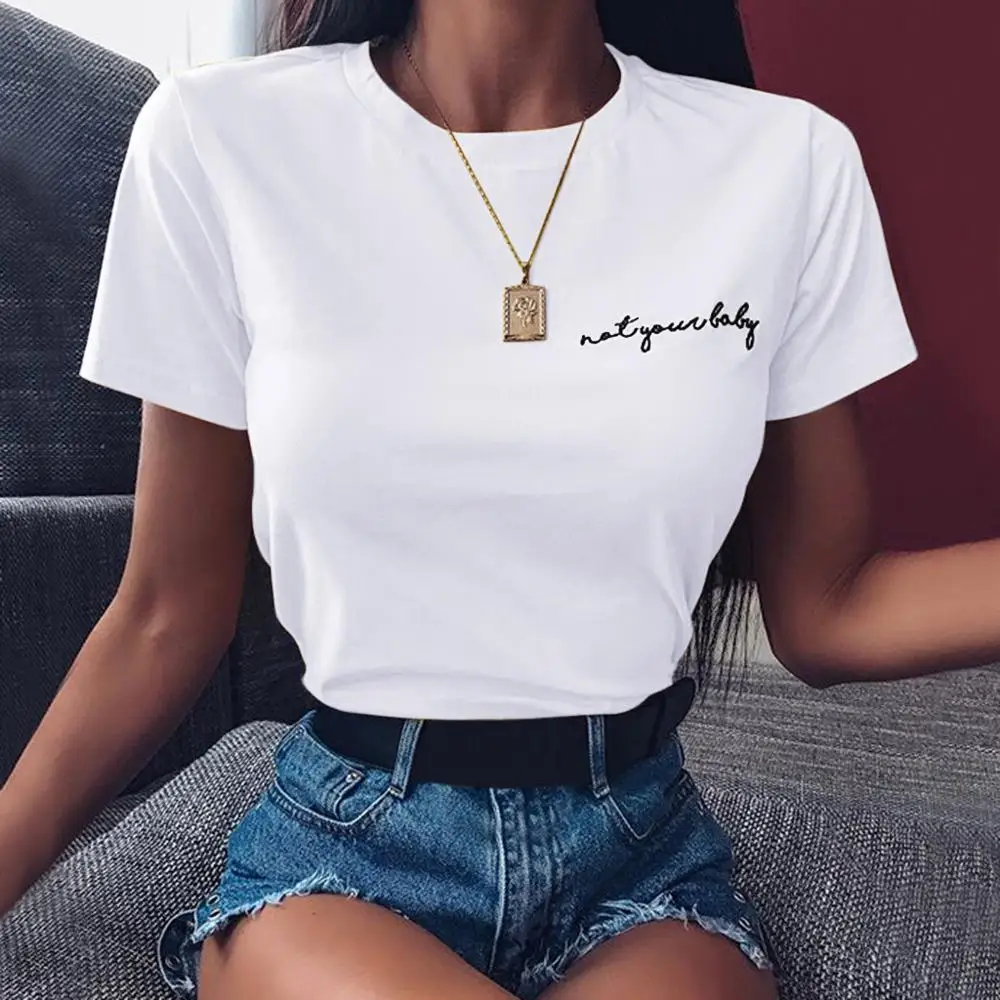 Женская футболка с буквенным принтом повседневная хлопковая Футболка круглым