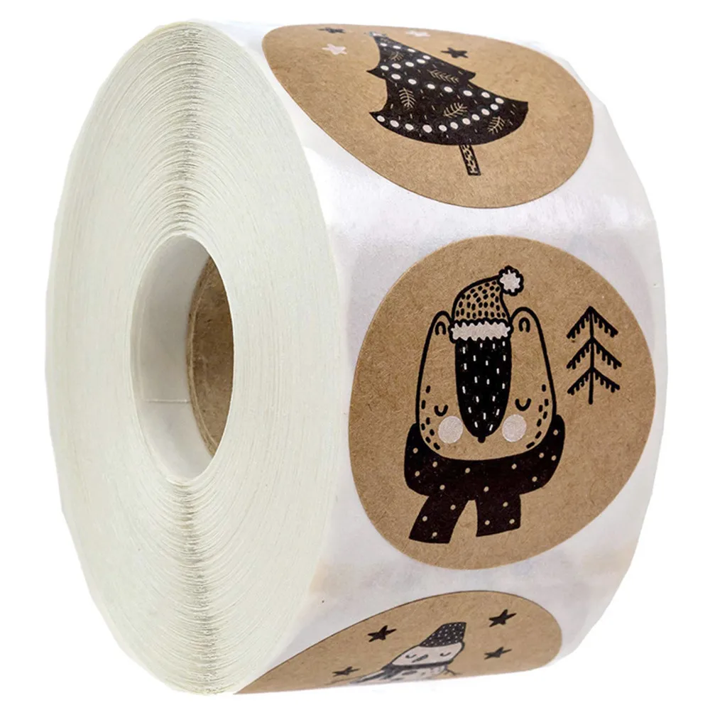 

500pcs/roll Happy Christmas Day Animal Stickers 6 Kinds Of Snowflake Christmas Label Gift Box Decoration Family Sticker