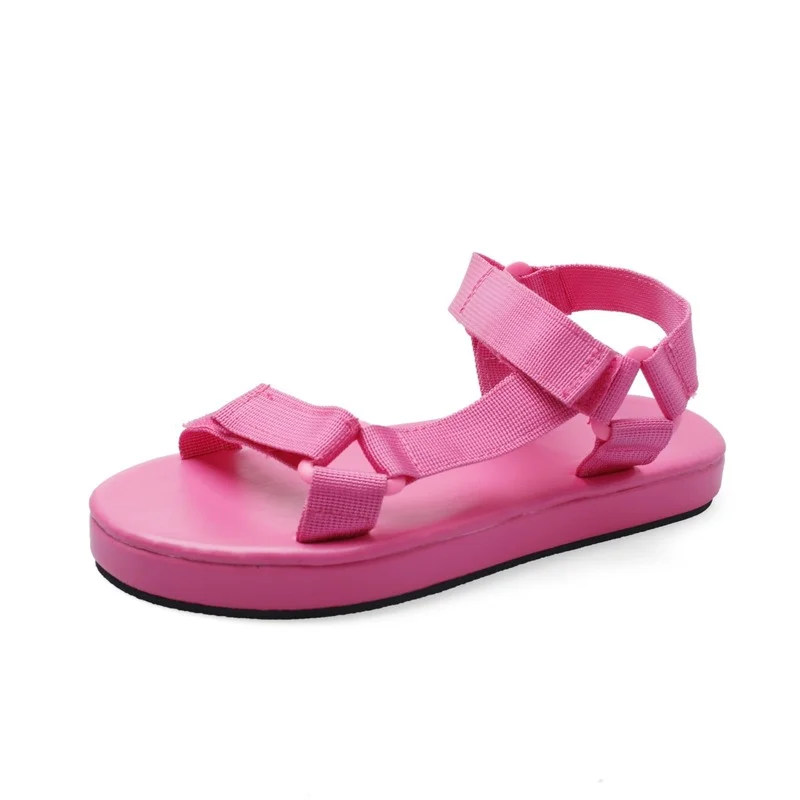

Sandals Ladies 2021 Women's Shoes Summer Sandals Open Toe Flat with Solid Color Velcro Casual Beach Shoes Women Sandals