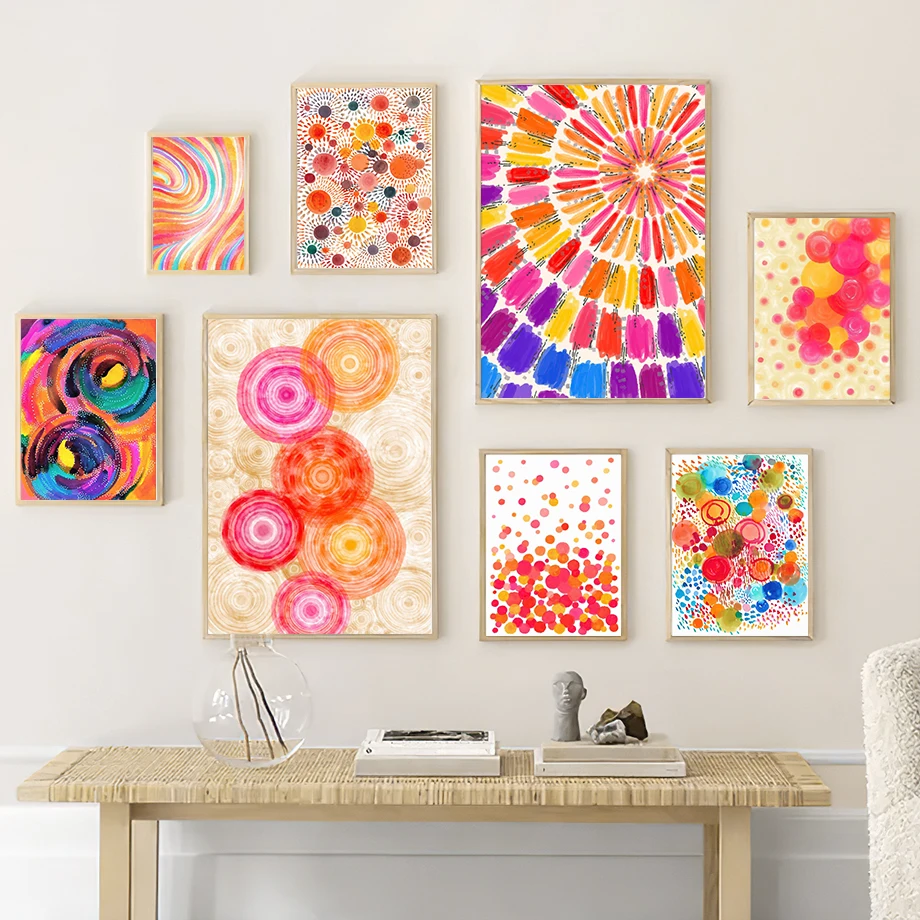 

Colorful Point Shape Color Block Abstract Wall Art Canvas Painting Nordic Posters And Prints Wall Pictures For Living Room Decor