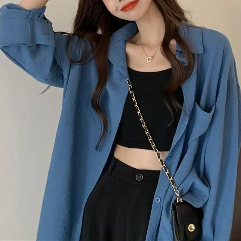 

Jacket Women Spring Solid Loose Thin Breathable Couples All-match Outwear Leisure Office Ladies Ins Trendy Ulzzang Students Chic