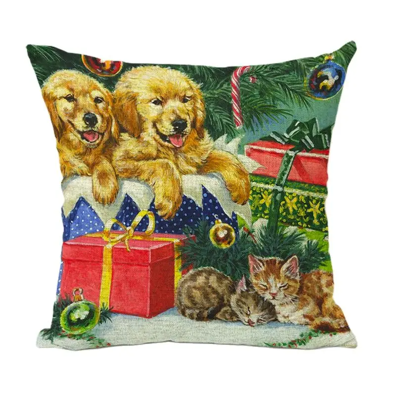 Горячая Распродажа Рождественская наволочка с рисунком Санта Клауса собаки