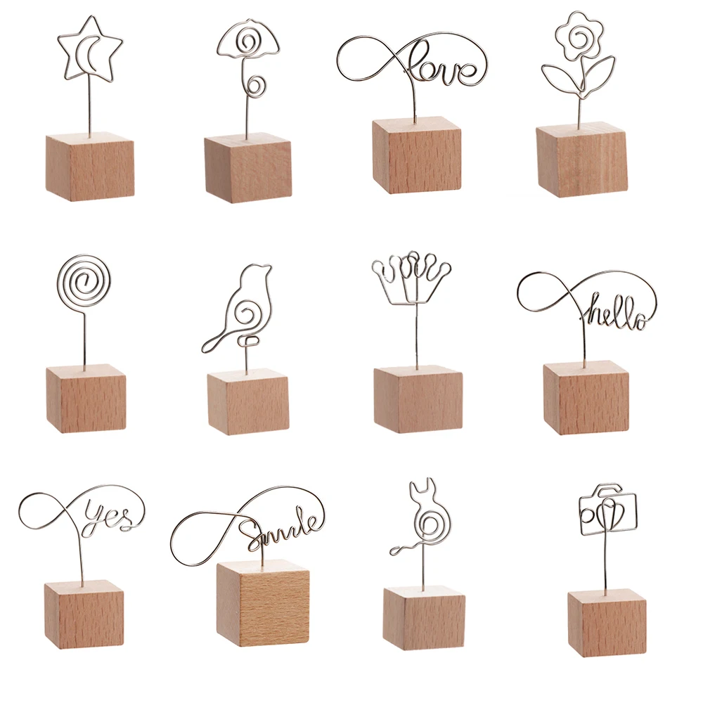 1 шт. креативный простой металлический квадратный деревянный зажим для фото