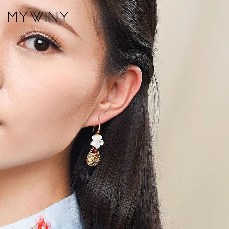 MYWINY новинка 2019 оригинальный дизайн винтажные серьги в виде ракушек и цветов для