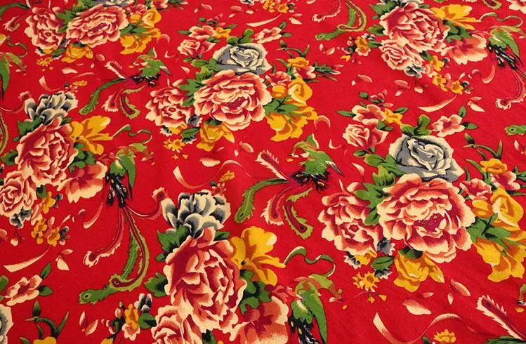 Ткань с большим цветочным принтом материал 100 см x 150 см|Хлопчатобумажных тканей| |